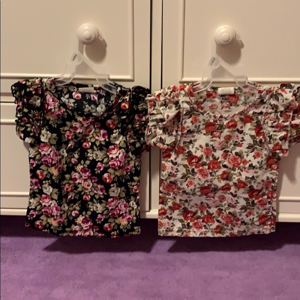 Girls floral flutter tops
